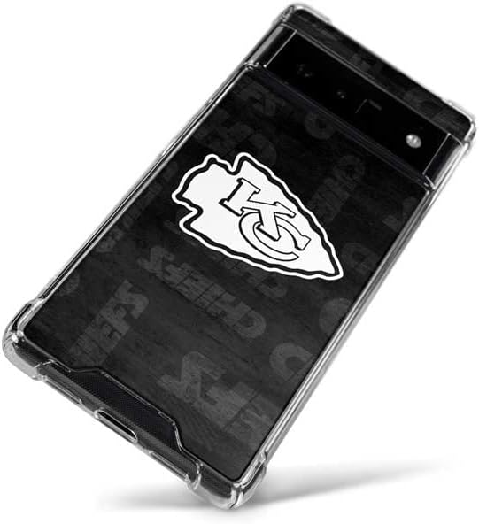 Skinit Clear Phone Case Compatible with Google Pixel 6 - Officially Licensed NFL Kansas City Chiefs Black & White Design