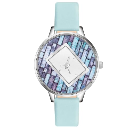Acnos SkyBlue Round Dial Quartz Analog Watch for Girls with Leather Strap – Stylish & Durable