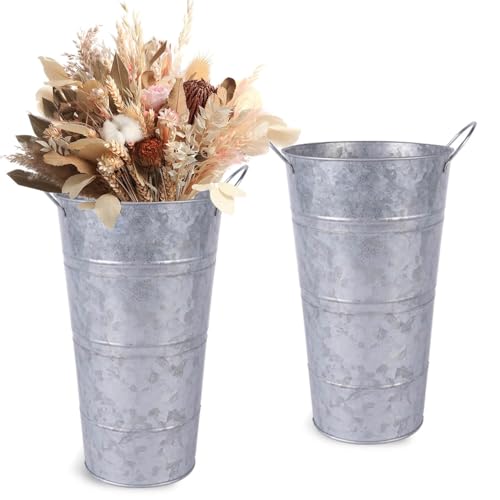 12 Inch Galvanized Vases 2 Pack