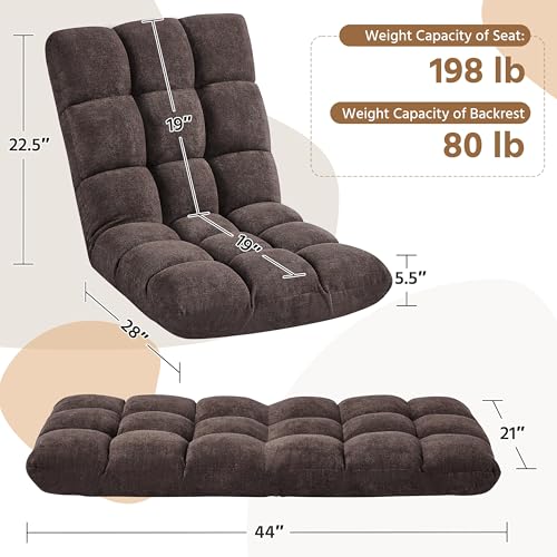Image of Yaheetech Adjustable Floor Chair with Back Support, Foldable Thick Padded Seat for Meditation&Gaming on Floor, Space Saving Lazy Lounger for Bedroom Dorm, Brown, 2pcs