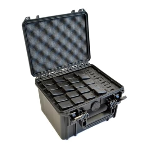 25 Pistol Magazine Hard Case, DORO 0907-6, MyCaseBuilder Custom Foam Insert - Waterproof, Heavy Duty - Tactical Gun/Firearm Ammunition Holder, 10 x 9.6 x 6.5 Inch, Black Cover