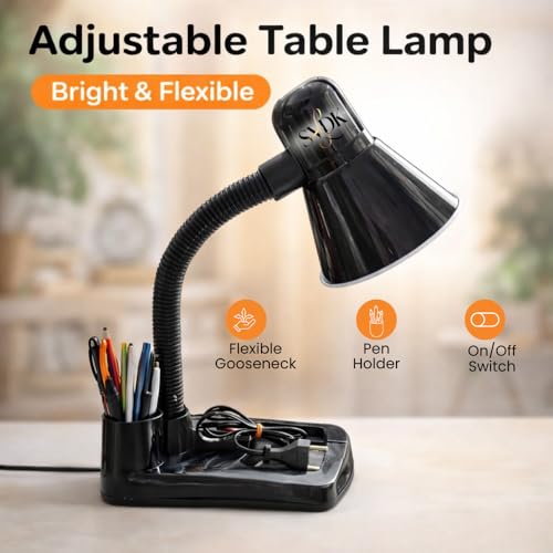 Image of Flexible Electric Study Lamp - 316 Model | Adjustable Neck Table Light for Students & Readers | Compact Desk Lamp for Study, Office & Bedroom Use (Black)