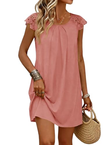 Image of Wenrine Womens Tshirt Nightgown Short Sleeve Soft Sleepwear Casual Sleep Dress with Pockets