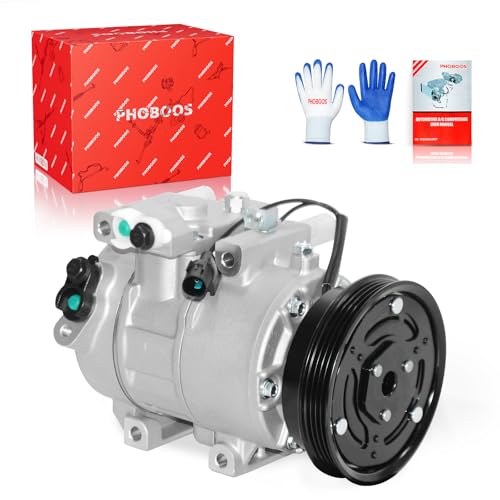 Image of PHOBOOS A /C compressor with Clutch Compatible with Kia Rio 1.6L 2006-2011, Rio5 1.6L 2006-2011, with 6SBU16C Compressor only, Fast Cooling, Low Noise, Easy Installation, Ref.98371