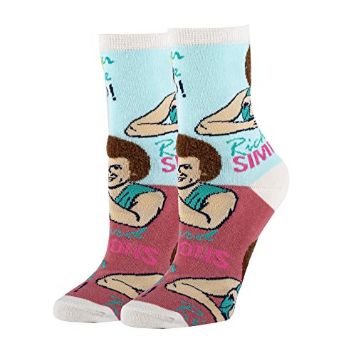 Women's Novelty Richard Simmons Fun Crew Socks, Funny Crazy Cool Socks, Never Give Up, Size 5-10