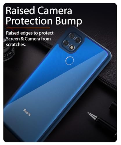 Image of WOW IMAGINE Shockproof Hybrid Back Cover for Redmi 9 | Redmi 9 Activ | Poco C31| Redmi 9C | Hard Slim fit Back Case | PC & TPU | Clear Transparent Case - Blue