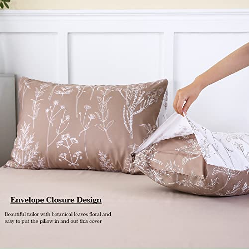 Urbonur Taupe Queen Comforter Set With Sheets, 5Pcs Bed In A Bag, Botanical Leaf And Floral Bedding Set Comforter For Queen Bed, Khaki/Taupe Queen Bed Set #TOP4
