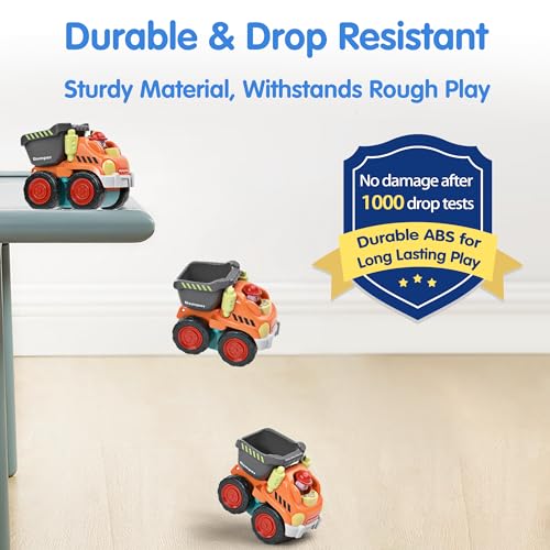 iPlay, iLearn Toddler Construction Toy Trucks, Baby Mini Push Go Cars W/Playmat, Kid Pocket Construction Vehicle, Little Excavator Dump Bulldozer, Birthday Gifts for 6 9 12 18 Month 1 2 3 Year Old Boy