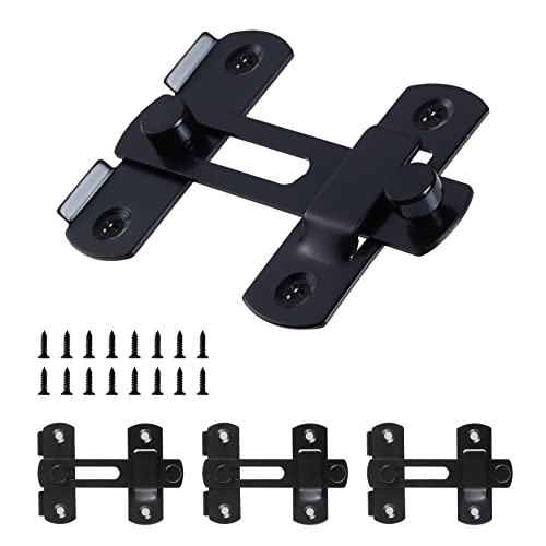 Topbuti 4 Pack Barn Door Lock Latches, Stainless Steel Barn Gate Flip Latches Sliding Door Lock, 3.9” X 2.8” Wine Cabinet Closet Door Latches Safety Door Bolt Latch Lock, Black #TOP26