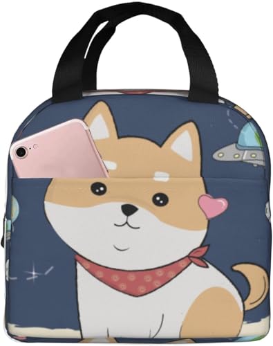 柴犬 犬柄 萌え かわいい エコバッグ 折りたたみ 保冷保温 ランチバッグ かわいい 保冷バッグ ファスナー付き ブラック お弁当箱 軽量 コンパクト 保冷トートバッグ コンビニバッグ シンプル 男女兼用 通勤 通学