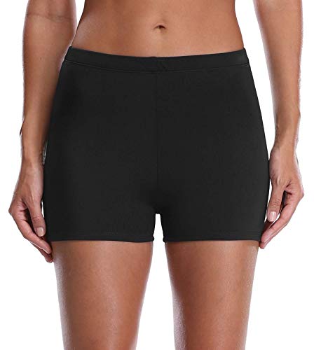 Attraco Women's Solid Color Swim Boardshort Swimsuit Bottom, Black S, 12 Attraco Women's Solid Color Swim Boardshort Swimsuit Bottom, Black S, 12