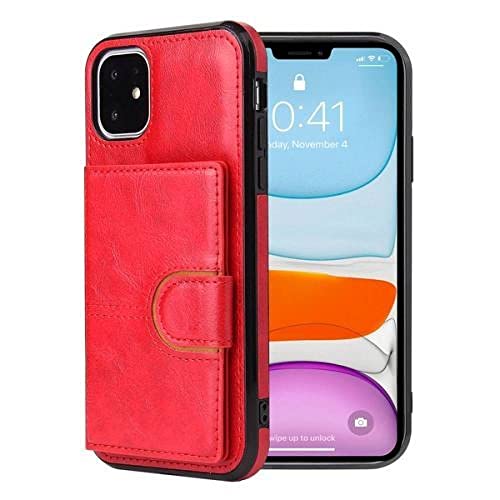 Housse en cuir iPhone 12 Mini rouge avec support et fentes cartes