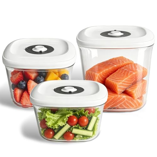 Vacuum Food Storage Canisters (3-Pack 1L-2L)