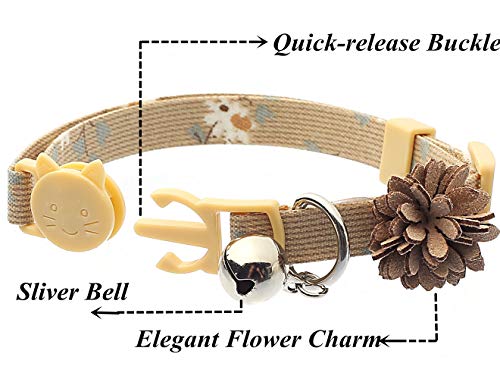 Pack of 3 Cat Flower Collar - Breakaway Small Dog Collars with Bell - Image 3