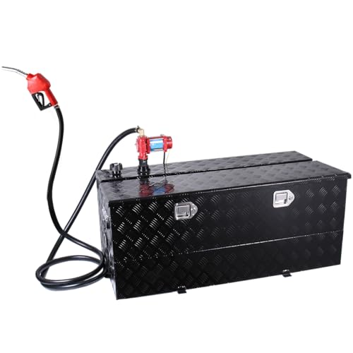 Fuel Transfer Tank Tool Box Combo Aluminum Gasoline Diesel Transfer Tank & Toolbox with 12 GPM Fuel