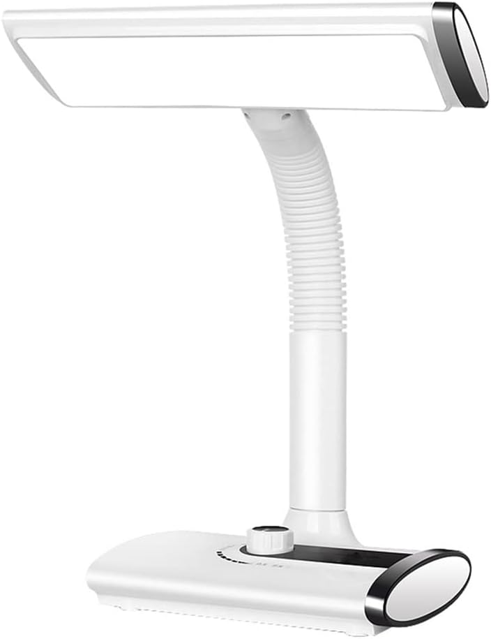 Reading Lights Rechargeable LED Desk Lamp 1800 MA Eye Protection Rotating Button 3 Gears Toning Light Table Lamp for Students to Learn and Read Bedside Lamps (Color : White)