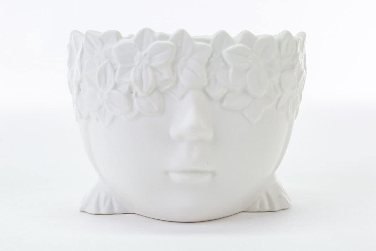 Vase en céramique blanc sculptural, pot tête de fille haut de gamme pour intérieur raffiné