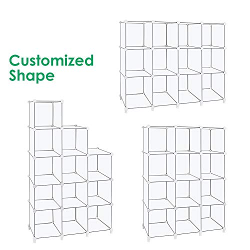 Tomcare Cube Storage Organizer 12-Cube Closet Organizer And Storage Shelves Diy Storage Cube Organizer Cabinet Modular Book Shelf Plastic Shelving For Bedroom Living Room Office, Clear White #TOP6