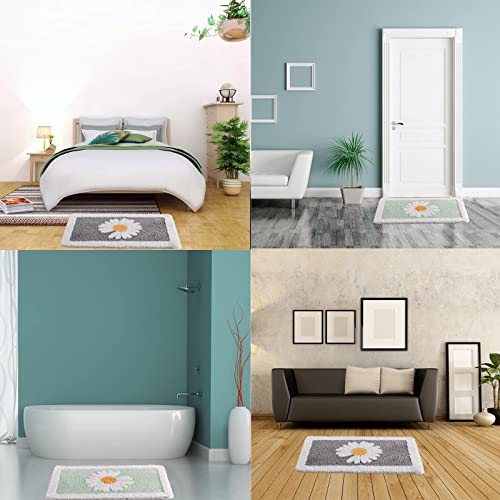 Green Bathroom Rug, Ultra Soft Microfiber Shaggy Bathroom Mats, 20''X 32'', Extra Absorbent Bath Rugs, Machine Washable/Dry, Non-Slip Bathroom Carpet For Tub, Bathroom And Shower #TOP6