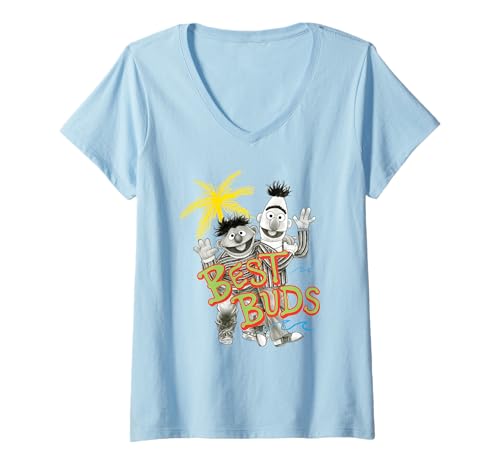 T-shirt 1 Rue Sésame col V Bert et Ernie look décontracté week-end entre amies