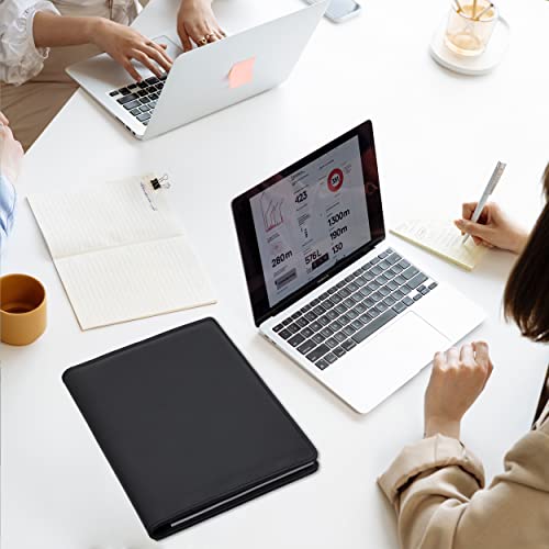 Vetemeas 15.9" Padfolio Portfolio Folder Binder, Black Faux Leather Interview Padfolio For Men Women, Modern Professional Padfolio For Interviewer And Business Men, Resume Document Organizer #TOP6