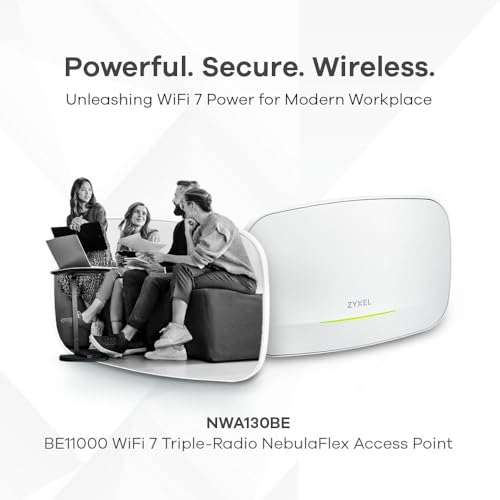 Image of Zyxel WiFi 7 Wireless Access Point BE11000 | PoE + or USB C (not included) | 2x 2.5Gb Ethernet Ports | Triple Radio | Nebula Flex Cloud or Standalone | RADIUS Authentication | TAA Compliant | NWA130BE