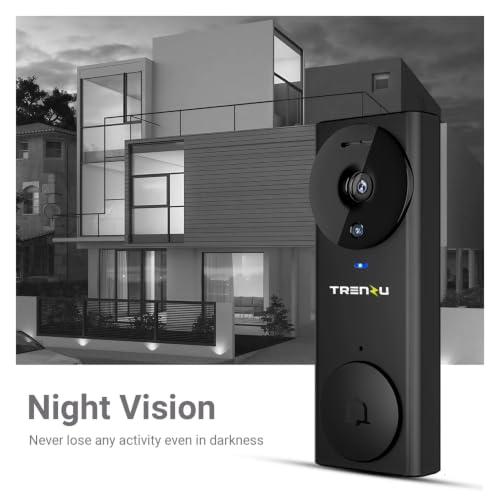 Image of trenzu Smart WiFi Video Doorbell Camera with Chime | Wireless Video Door Bell Camera | 2-Way Audio, HD Night Vision, Motion Detection, 110 Wide Angle Lens, Mobile App Support, Easy Installation