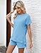 LOMON 2 Piece Short Sets for Women 2026 Summer Fashion Tracksuit Casual Trendy Short Sleeve Sweatsuit Matching Sets(Sky Blue,L)