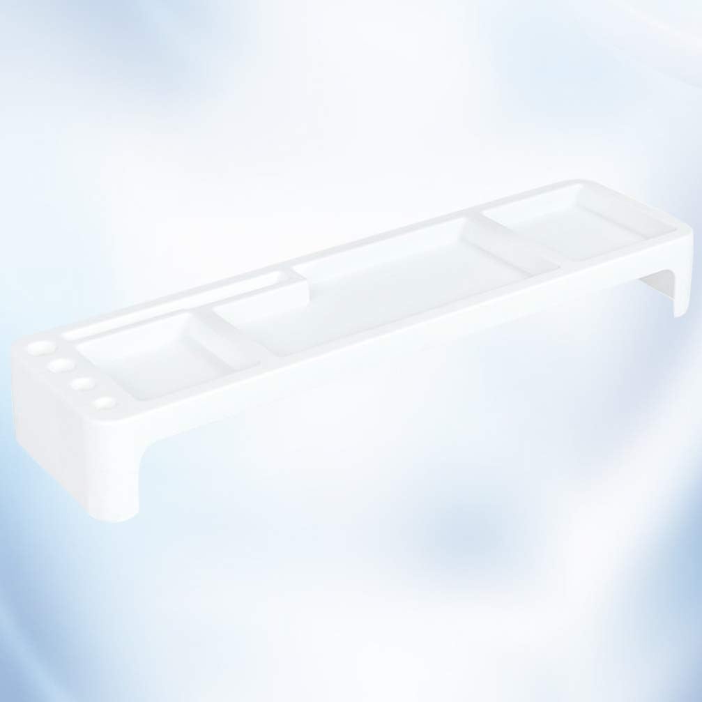 Desk Organiser Small Storage Keyboard Commodity Shelf Pen Holder Shelf Over Keyboard for Cell Phone Tablet (White)