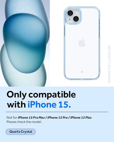 Image of Spigen Caseology Quartz Crystal Back Cover Case for iPhone 15, Clear Transparent, Slim Frame - Polycarbonate + TPU | Crystal Blue