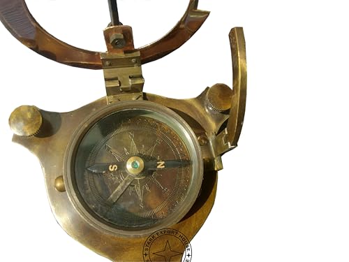 Brújula antigua redonda de bronce con reloj de sol de 2.5 pulgadas, ideal para regalo con caja de madera miniatura 5