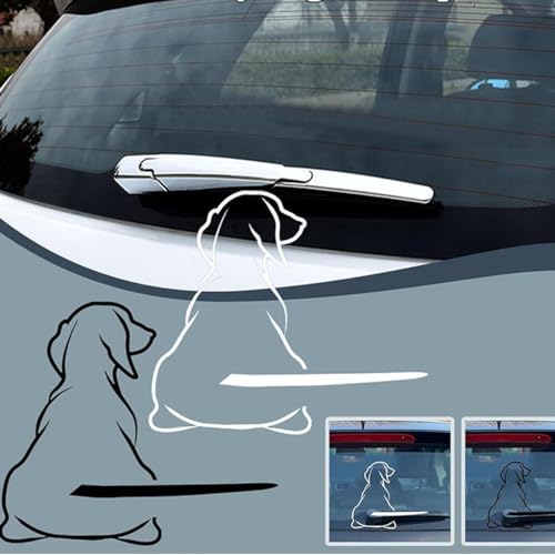 Image of White Dog Moving Tail Wiper Sticker, Dog Windshield Wiper Sticker, Waterproof Rear Windshield Wiper Decal, Cute Dog Puppy Car Sticker Automotive Decals, Cartoon Window Wiper Decoration