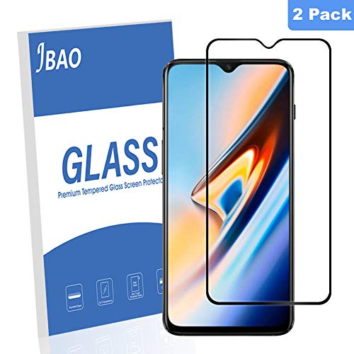 [2-Pack] Jbao Direct Oneplus 6T/Oneplus 7 Screen Protector, 9H Hardness [Scratch Resistant][Anti-Fingerprint] [Bubble Free][Ultra Thin][Full Coverage] Tempered Glass for Oneplus 6T/Oneplus 7(Black)