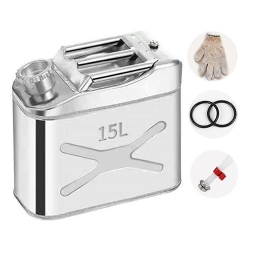 Genérico 5l,10l,15l 20l Bidones De Gasolina con Depósito De Reserva,Bidón De Gasolina De Acero Inoxidable Grueso Y Antiderrames,Boquilla Retráctil,para Motocicletas,Automóviles,15L