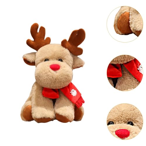 Qianly Boneca de Pelúcia de Natal Rena a, Brinquedo de Estatueta Fofa para Aniversário, Decoração pa