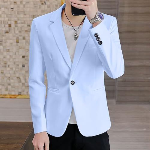 Men's Casual Blazer Slim Fit Sport Coat Personality Business Daily Suit Top One Button Lightweight Jackets4