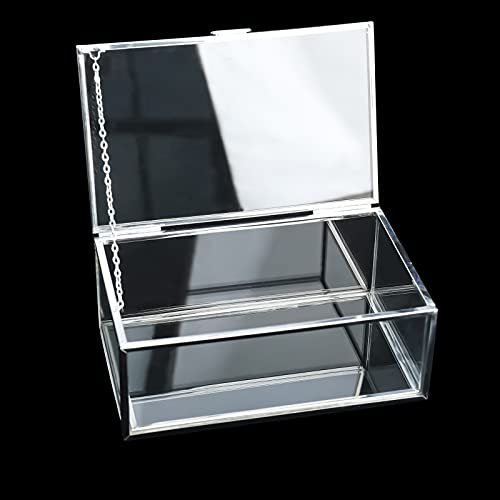 Highfree Silver Vintage Glass Lidded Box, Decorative Jewelry Keepsake Display Organizer, Clear Rectangle Box, Rings Bracelet Golden Organizer For Wedding Birthday Party (Small-Silver) #TOP6