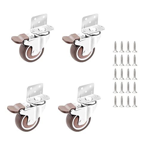 CPROSP 4 Redas para Cuna Ruedas con Freno en L φ25mm, Ruedas para Cuna de Bebe, Soporte Hasta 30KG, Ruedas Giratorias Silencio, Apto para Muebles, Soportes de Flores, Cunas