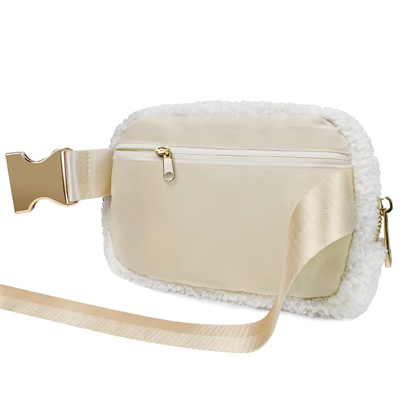 Fleece-Sherpa-Belt-Bag-for-Women-Fanny-Pack-Crossbody-Bags-for-Women-Fashion-Waist-Bag-with-Adjustable-Strap-Waist-Pouch-for-Workout-Running-Travelling-Hiking-Everywhere-Belt-Bag-Gold-Accessories