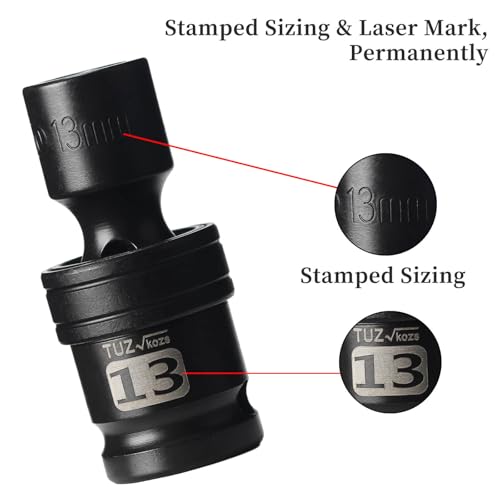 Image of 1 /2 inch Universal Joint Socket.1 /2-Inch Drive Shallow Impact Universal Joint Swivel Socket.Chrome Molybdenum Steel.6 Point, Metric 13mm