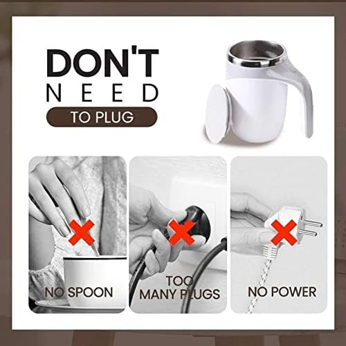 Miniatura 4 de Taza de café autoagitación automática, 12.8 fl oz, taza mezcladora eléctrica de 13 onzas, tazas mezcladoras giratorias aisladas de acero inoxidable