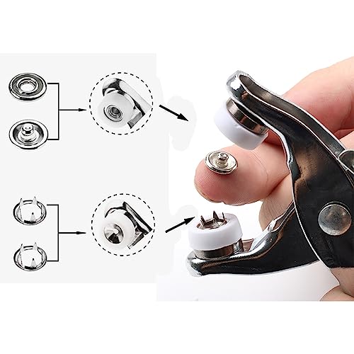 image for GTAAOY 100 Sets Metal Snaps Buttons with Fastener Pliers Press Tool Ki