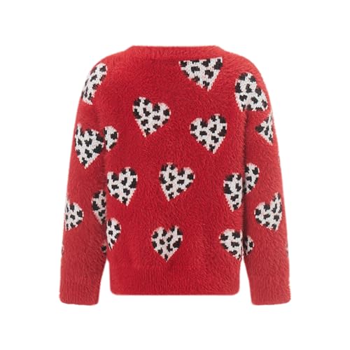 Mom and Daughter Matching Clothes Women Little Girls Valentine's Day Sweater Heart Pullover Sweater Knit Top3