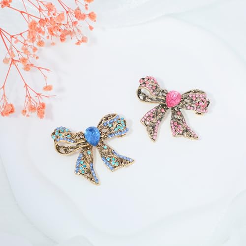 Image of Rhinestone Bow Brooch Vintage Crystal Large Bowknot Brooches for Women Brooch Pin Wedding Fashion Jewelry Accessories,Women Gift