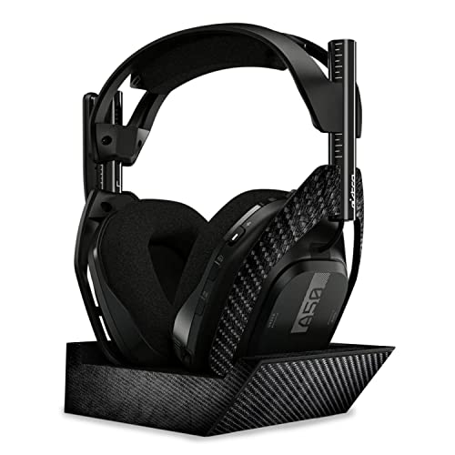 Image of MightySkins Carbon Fiber Skin Compatible with Astro A50 Wireless Headphones + Base Station (Gen 4) - Black Leather | Protective, Durable Textured Carbon Fiber Finish | Easy to Apply | Made in The USA