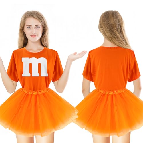 Letter M Halloween Costumes T-Shirt Tutu Skirts, Team Group T-Shirt, Funny Costumes for Halloween Christmas Party Costume