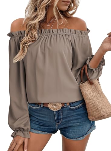 EVALESS Off The Shoulder Tops Winter Outfits 2026 Gray Blouses