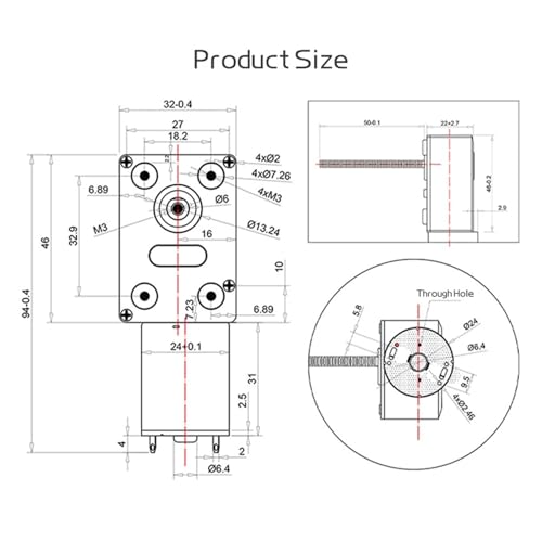 Moteur réducteur JGY370-M6 24V idéal pour stopper le retour de force - 3