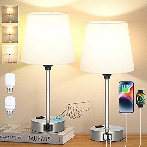 Table Lamps for Bedrooms Set of 2 Bedside Cover