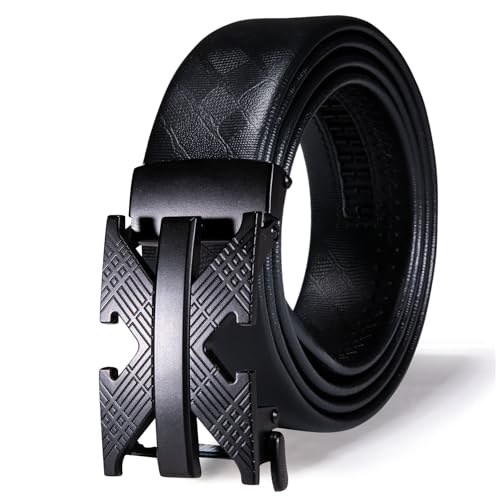 Dubulle Men's Ratchet Belt Leather Business Strap Black X Adjustable